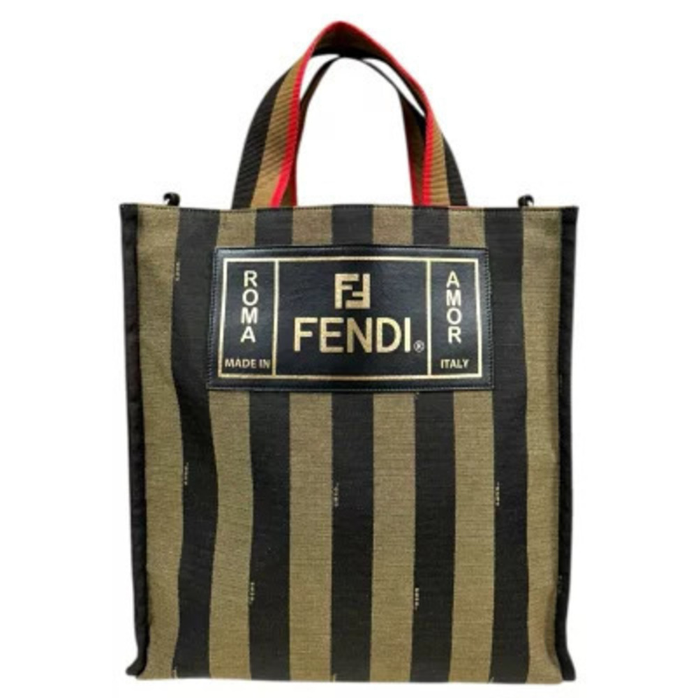 Fendi Pecan Tote Bag Canvas Brown